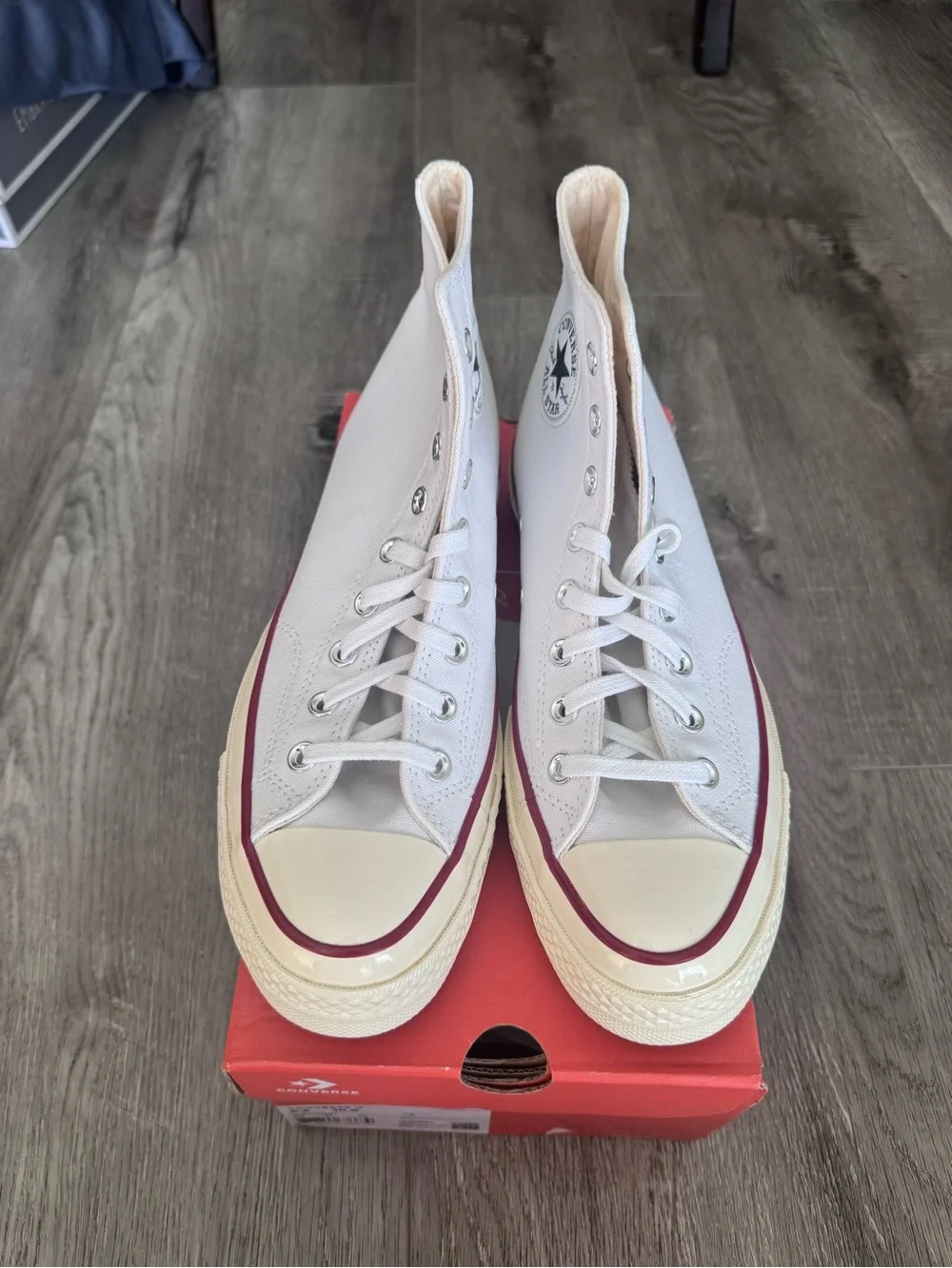 Men 8.5 Women 10.5 - Converse Chuck 70 Canvas High Top White Garnet Egret Ivory